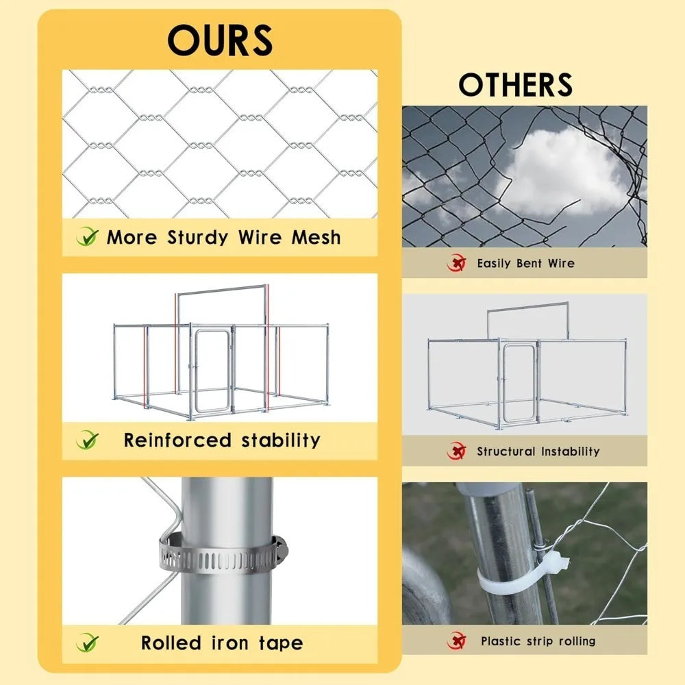 7.5 FT Large Outdoor Dog Kennel with Roof Heavy Duty Dog Kennel House, Galvanized Chain Link Dog Runs Pet Playpen with Waterproo