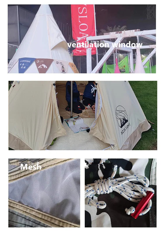 4-Season Luxury Bell Tent 9.85FT - Canvas Hot Tent with Aluminum Poles for Family Camping Hiking All-Weather