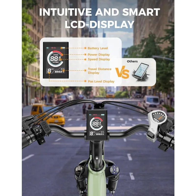 Roamer ST Electric Bike for Adults, 1200W Peak Motor Max 62miles & 28MPH City Cruiser Ebike,26'' Commuter Ebike, 528WH Re