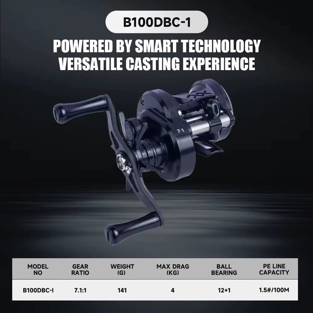 LOONGZE Airlite B50/100/200DBC-I BFS Baitcasting Reel Bait Finesse Fishing Reel All Metal Magnetic Brake System Lightweight