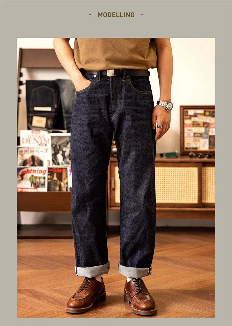 Red Tornado WW2 Model High Waist Loose Straight Men's Jeans 14oz Selvedge Denim Pants