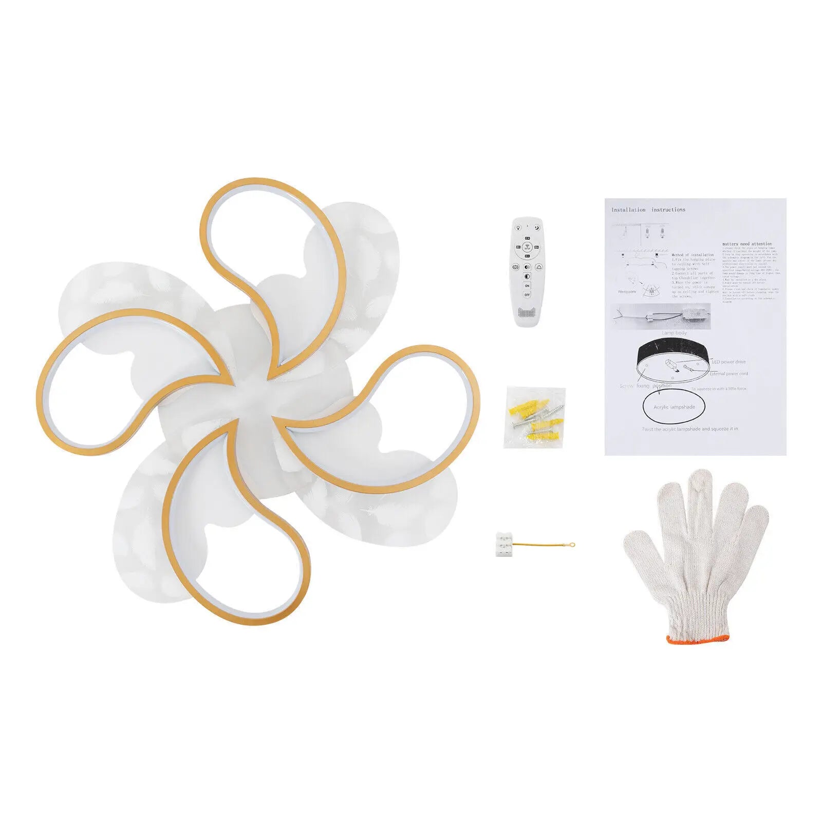 4-Lights Modern LED Acrylic Chandeleir Ceiling Light Fixtures Lamp 4480LM For Bedroom Living Room