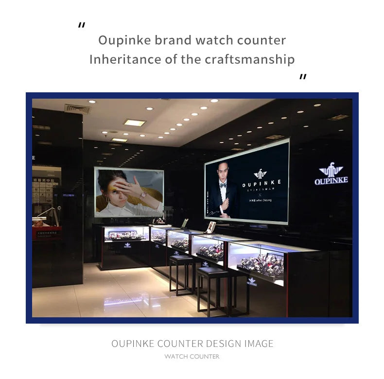 OUPINKE Original Women Watch Ladies Analog Quartz Diamond Wristwatch Stainless Steel Moon Phase 5Bar Waterproof Luxur Brand 3216