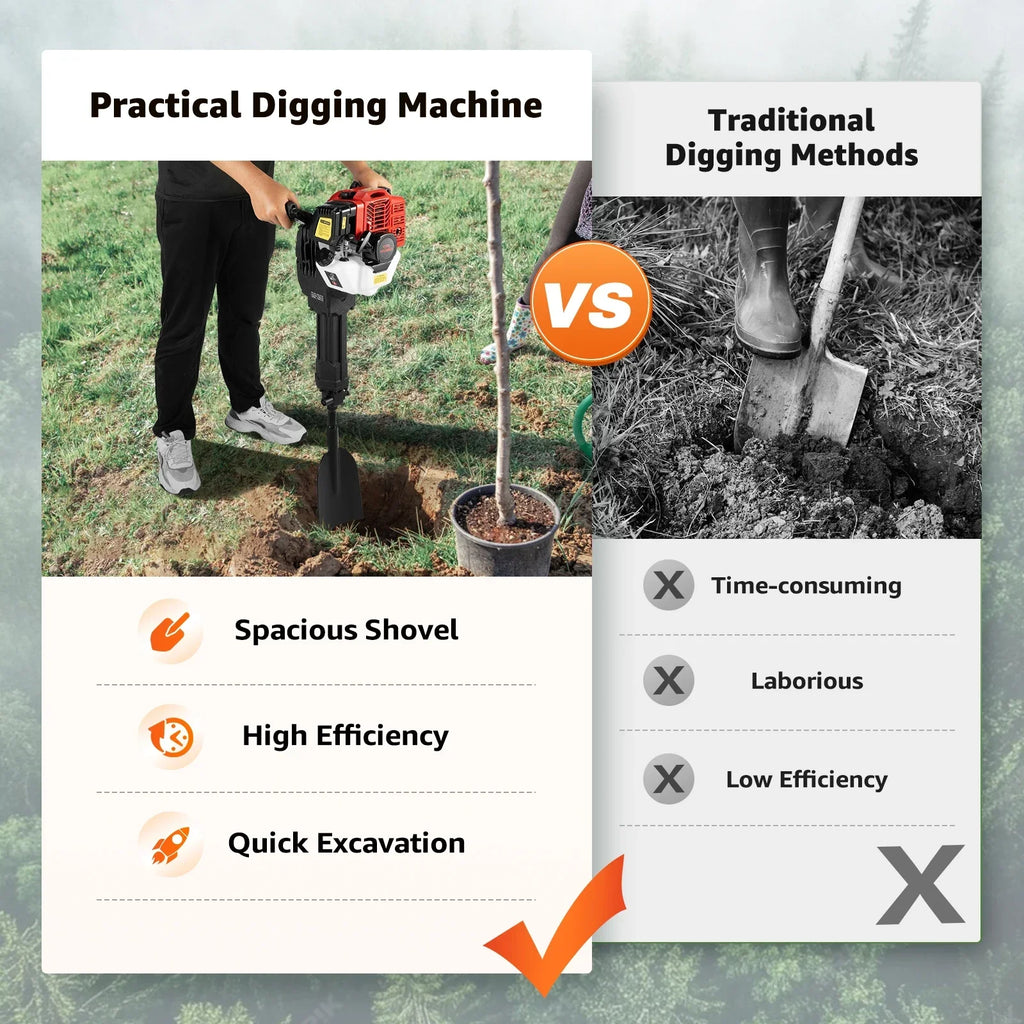 Gasoline Powered Tree Digger Machine | 2-Stroke Single Cylinder Engine | Adjustable Speed & High Safety | for Garden Landscaping