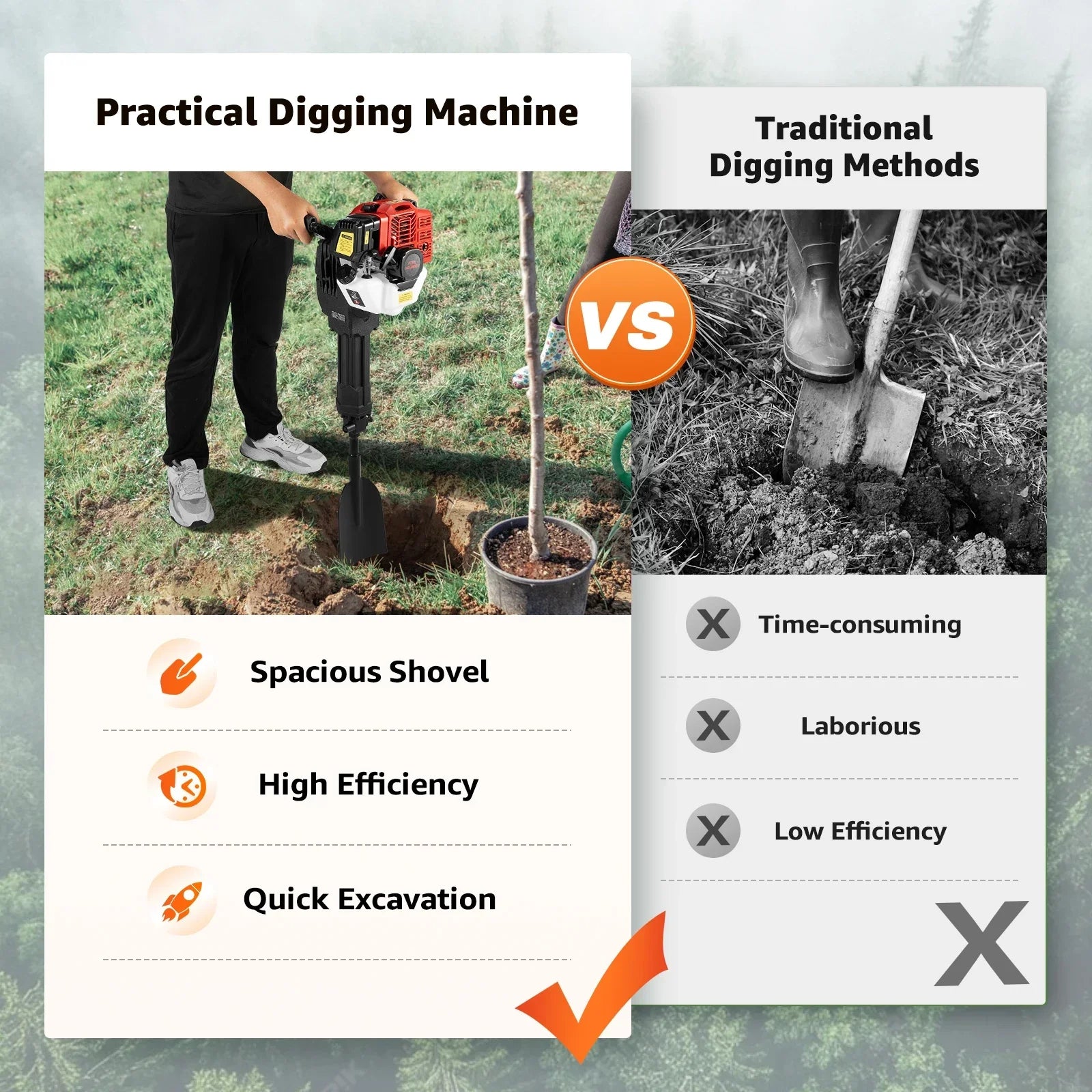 Gasoline Powered Tree Digger Machine | 2-Stroke Single Cylinder Engine | Adjustable Speed & High Safety | for Garden Landscaping