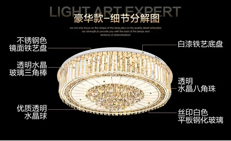 2025Crystal LED Ceiling Chandelier Living Room Decor Gold Lustre Luxury Lighting Dining Bedroom Island Light Indoor Ceiling Lamp