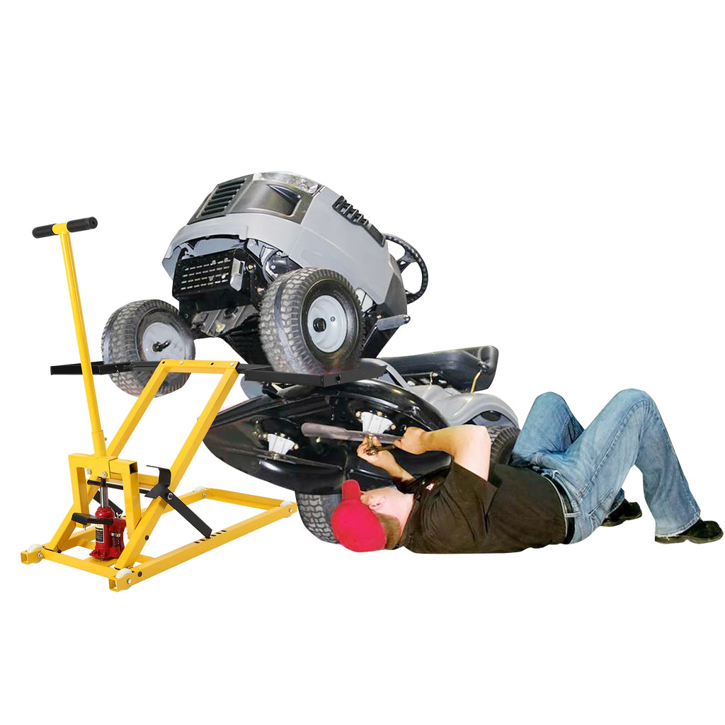 26 Inches Lawn Mower Lift Lawn Mower Lift with Hydraulic Jack Welded Solid Steel Construction Weight Capacity 500 LBS for Riding