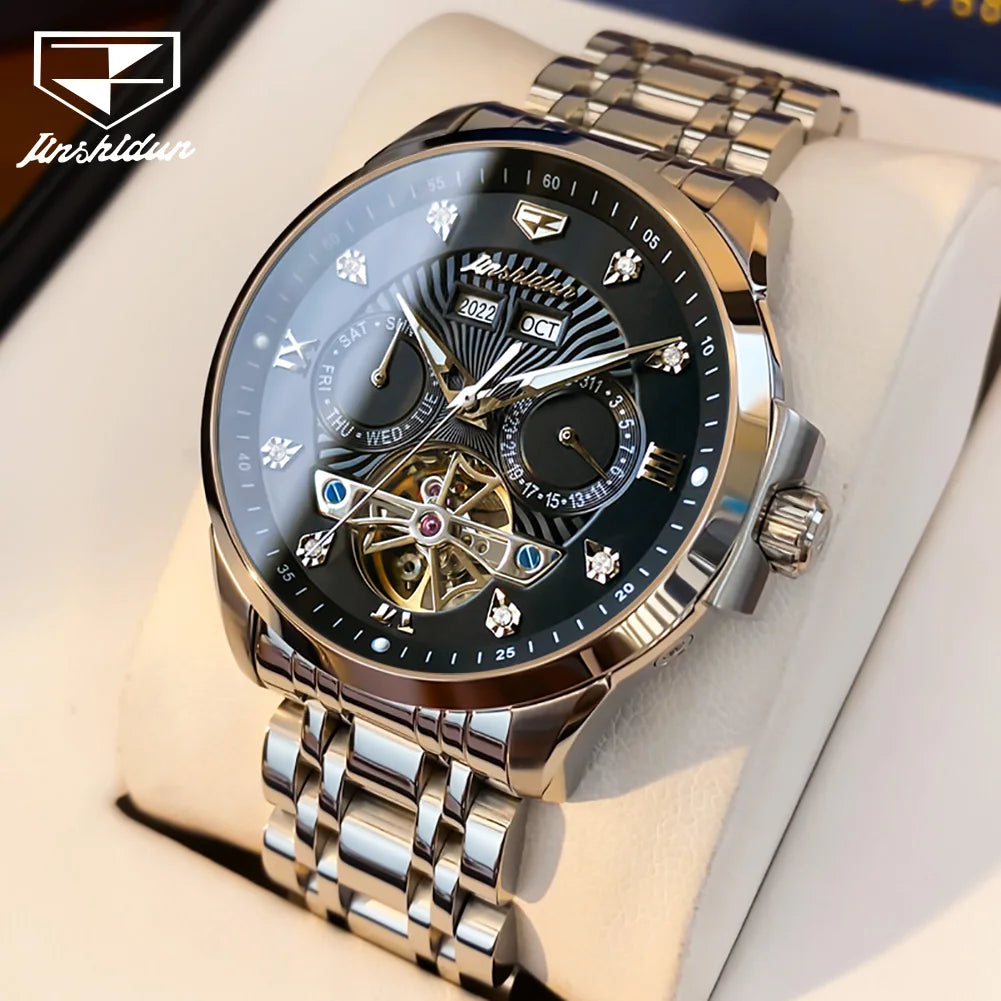JSDUN 8911 Men's Watch High Quality Waterproof Luminescent Automatic Mechanical Watch Luxury Brand Multi functional Men's Watch