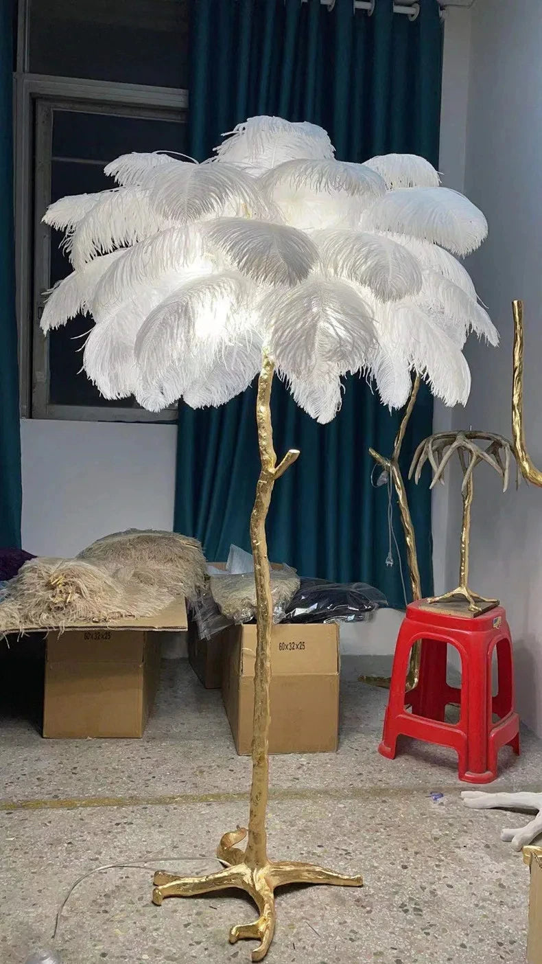 Modern Luxury Feather Floor Standing Lamp Living Room Sofa Background Wall Bedroom Bedside Light Home Deco Floor Lamp Mood Light