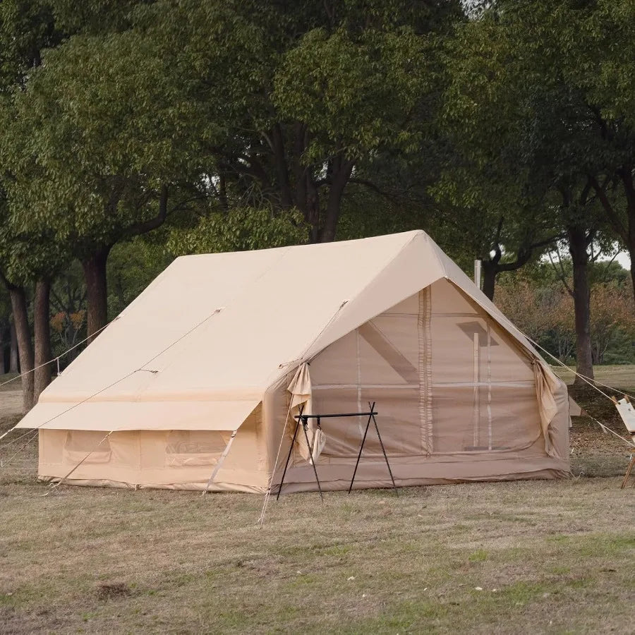 Inflatable Camping Tent with Hand Pump Waterproof Outdoor Blow up Tent 28 Person Ox 4 Season Glamping Air Tent Cabin House with