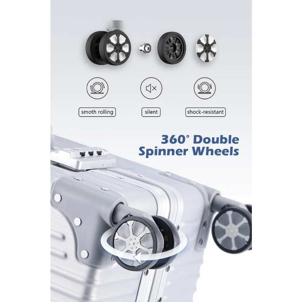 28 Inch Checked in Luggage with Aluminum Frame, PC Hard Shell Suitcase with Spinner Wheels and TSA Lock, Large Suitcase