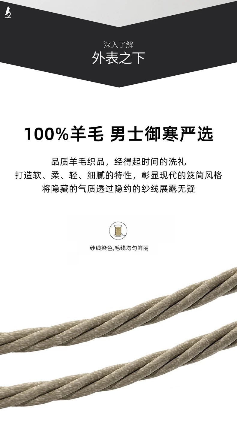 New Men's Thick Zipper Hoodie Cardigan100% Merino Wool Knitted Sweater Casual Loose Autumn/Winter Warm Hoodie Long Sleeve Jacket