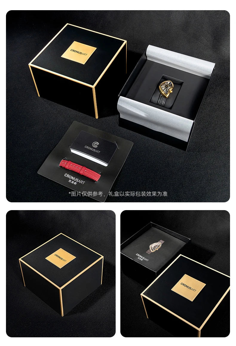 CRONUSART Women Quartz Watch 28mm*46mm Luxury Ladies Wristwatch Irregular Case Crystal Mirror Thickness 8.1mm