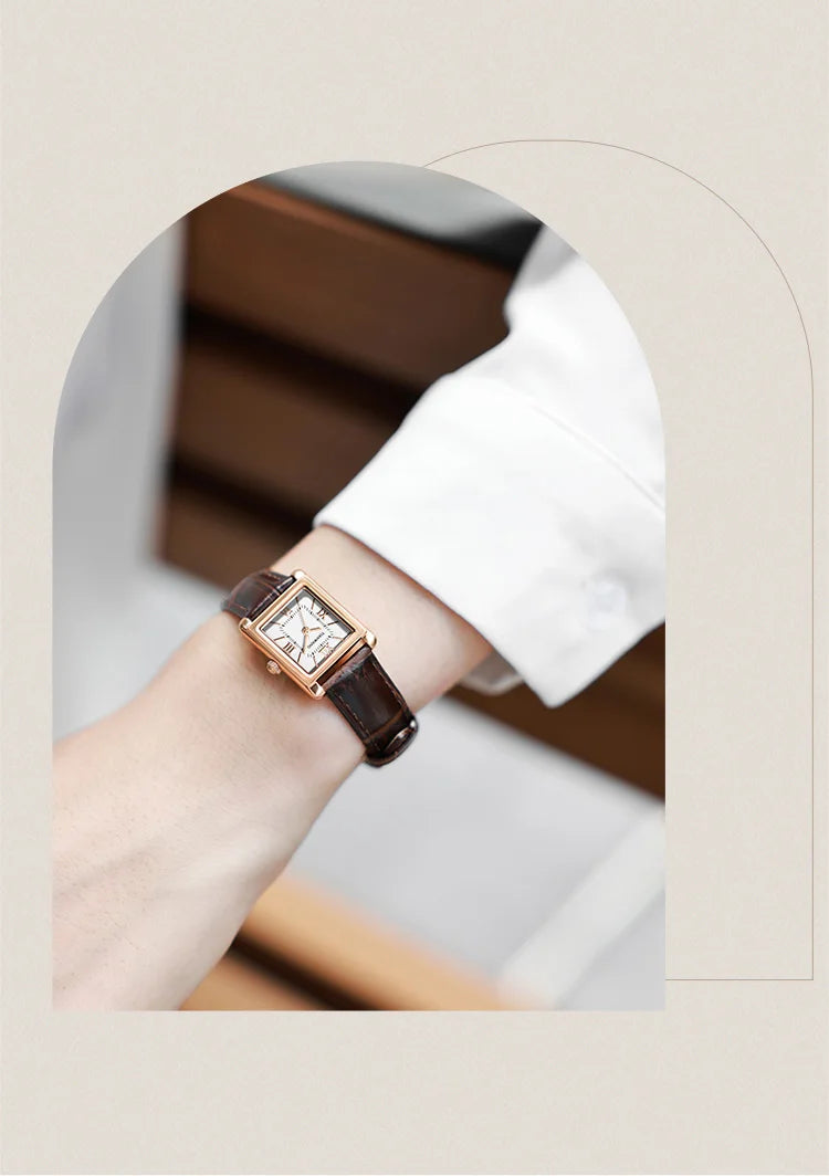 Elegance Leather Watch TIANWANG Luxury Square Women Genuine Leather Japanese Movement Minimalist Dress Wristwatch 3ATM