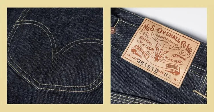 Non Stock 1936 Model Cowboy Selvedge Denim Jeans 36101B Amekaji Cinch Back Men Pants