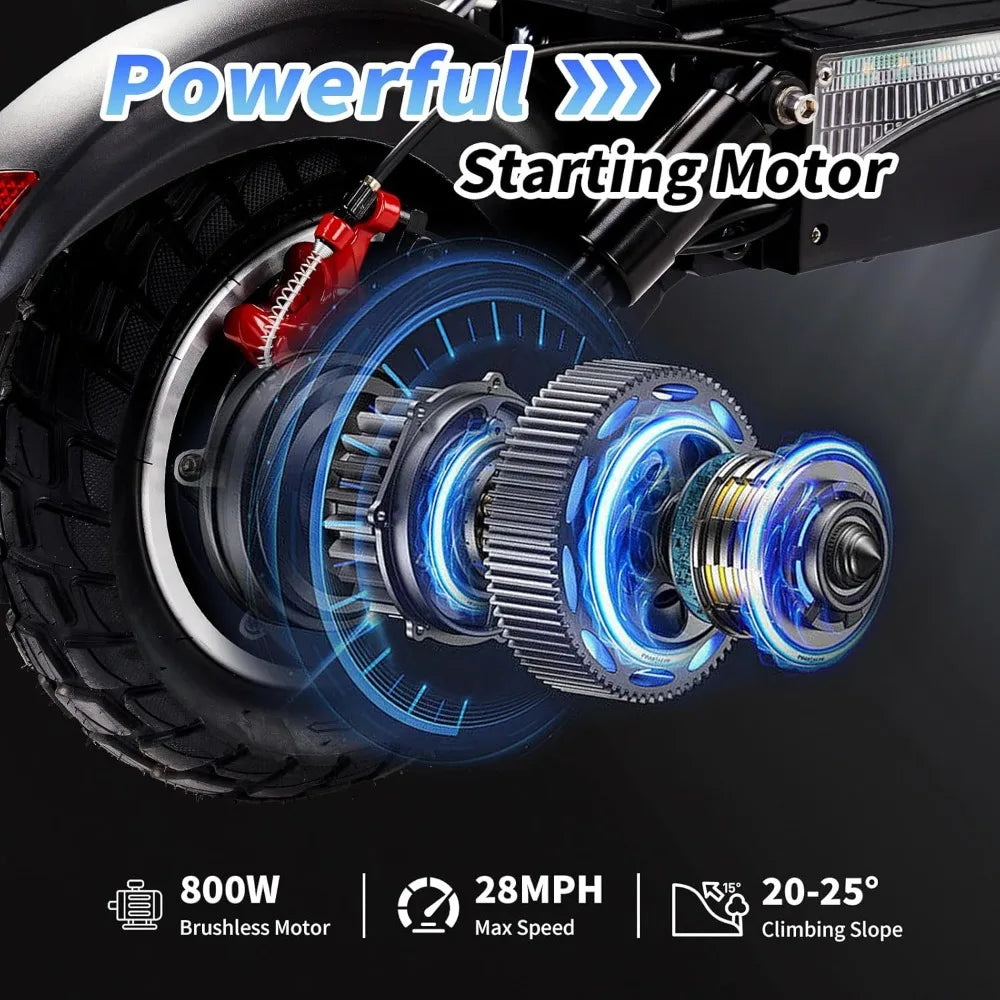Electric Scooter for Adults, 28Miles Range, 28MPH Top Speed, Foldable E-Scooter 800W Motor with 10" Off Road Pneumatic Tire