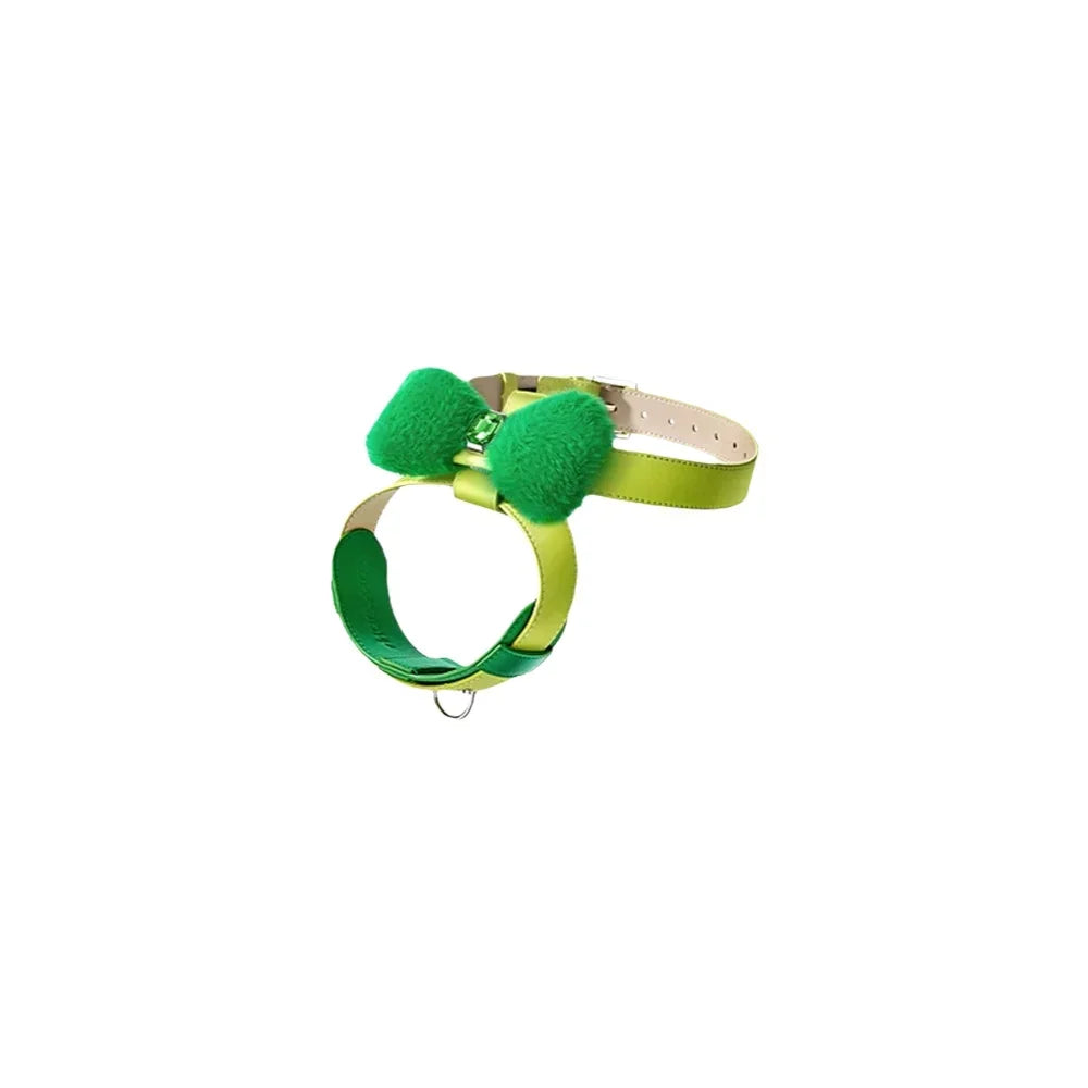 Pink Bowtie Harness Dog Cat Collar Leash Pet Product Soft Fluffy Bow Accessories Poodle Schnauzer Papillon Cats Collars