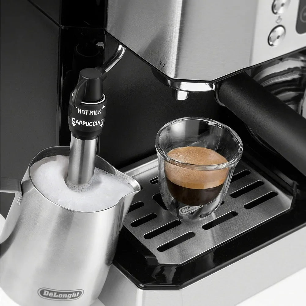 All-in-One Combination Coffee Maker & Espresso Machine + Advanced Adjustable Milk Frother for Cappuccino & Latte