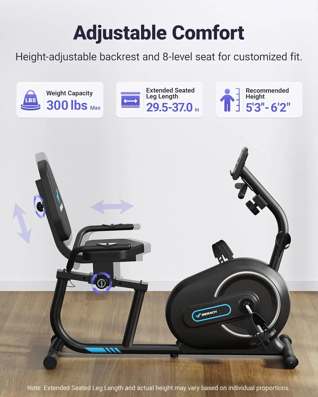 Recumbent Exercise Bike for Home with Smart Bluetooth and Exclusive App Connectivity, LCD, Heart Rate Handle, Magnetic Recumbent