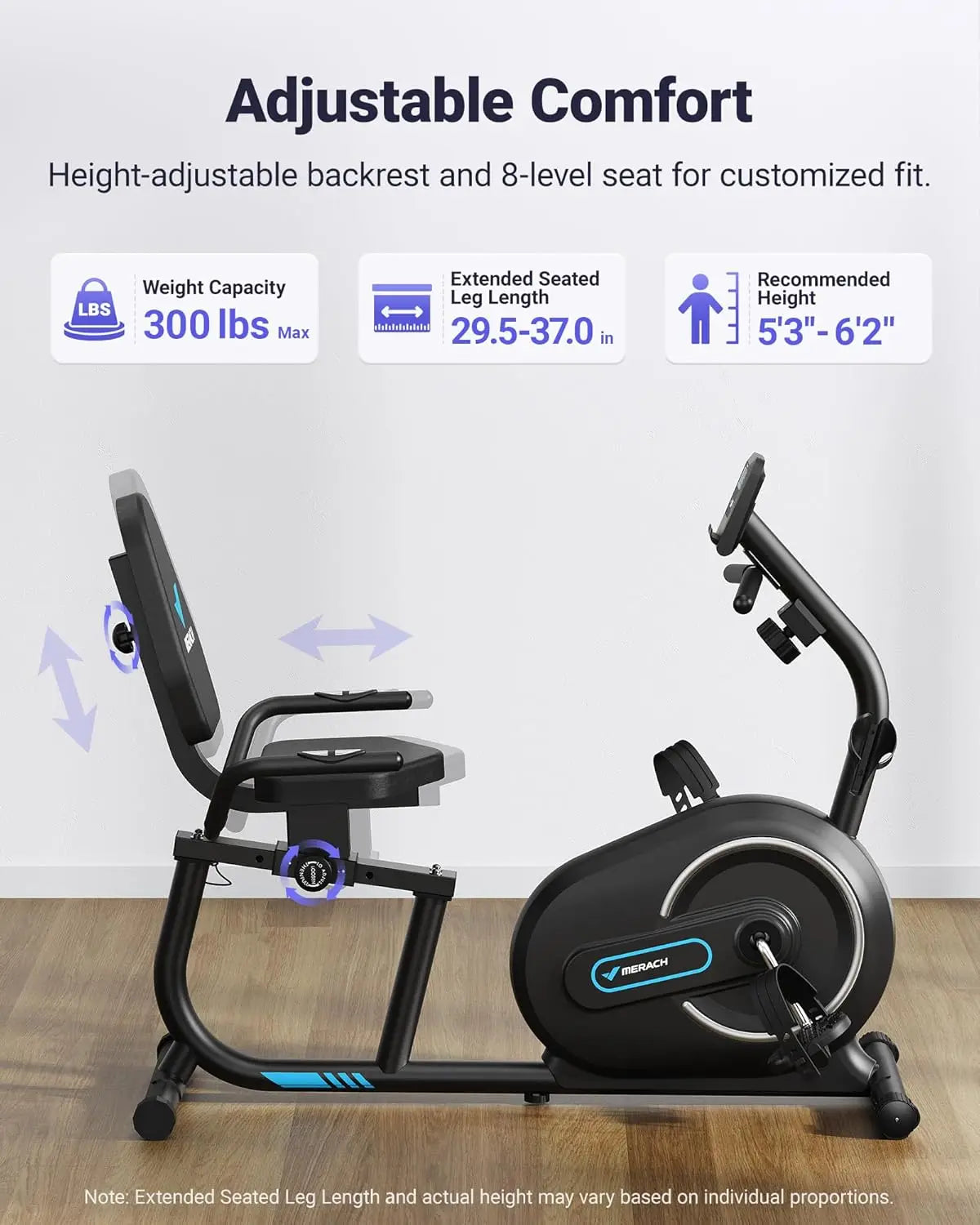 Recumbent Exercise Bike for Home with Smart Bluetooth and Exclusive App Connectivity, LCD, Heart Rate Handle, Magnetic Recumbent