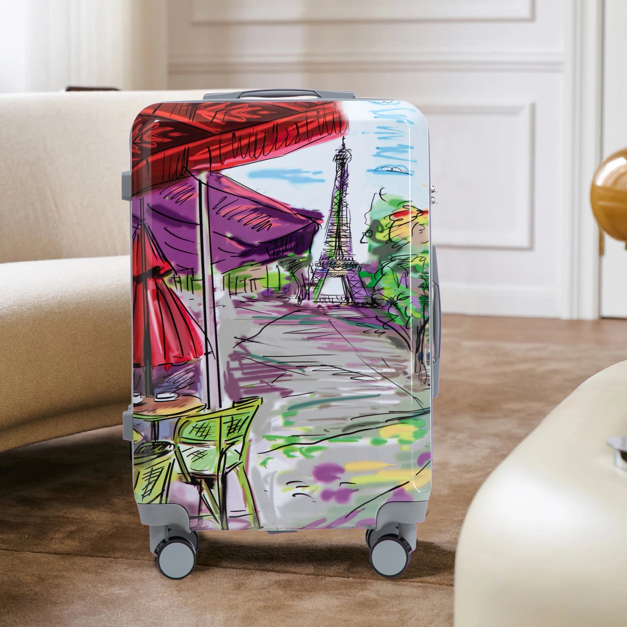 20"/24"/28" 3 pcs/set in PC Spinner Wheel Luggage, Carry on Suitcase, With Printed pattern and Combination Lock