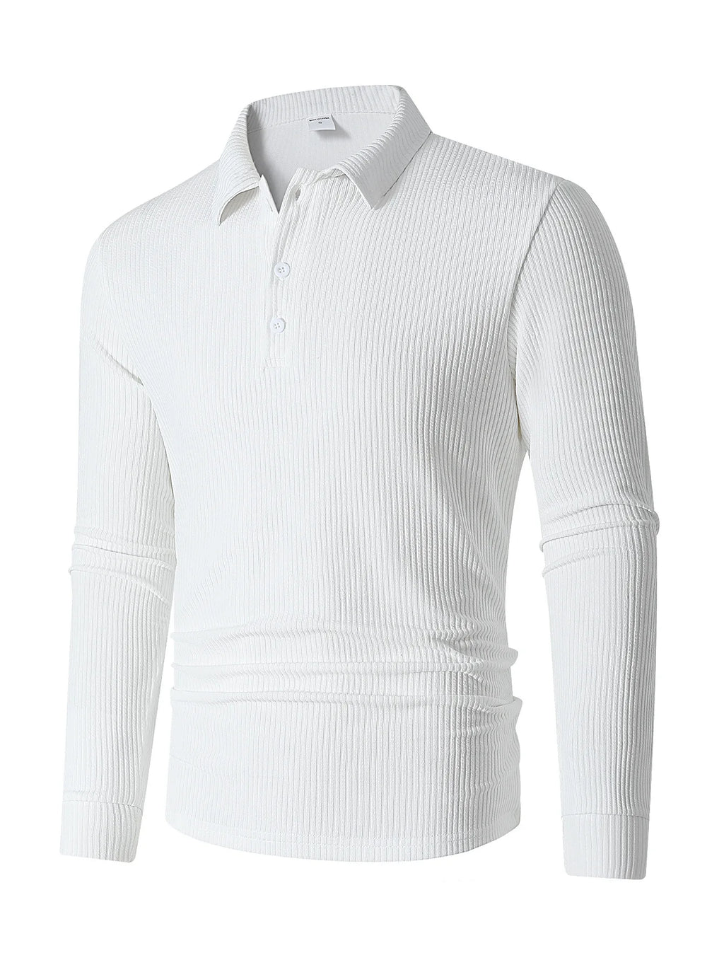 2025 new arrive Men's T-shirt knitted lapel business button slim fit long sleeved polo shirt