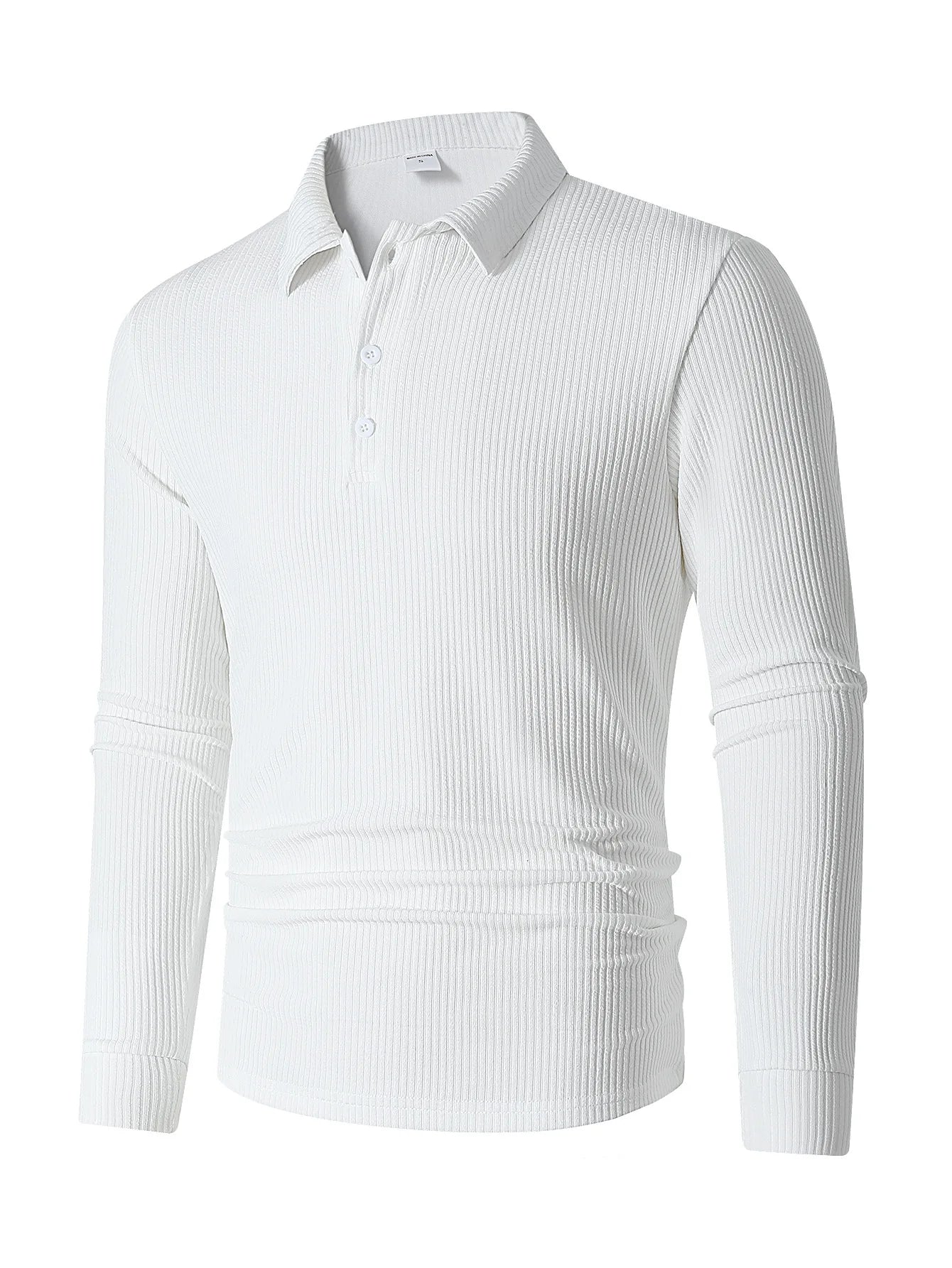 2025 new arrive Men's T-shirt knitted lapel business button slim fit long sleeved polo shirt