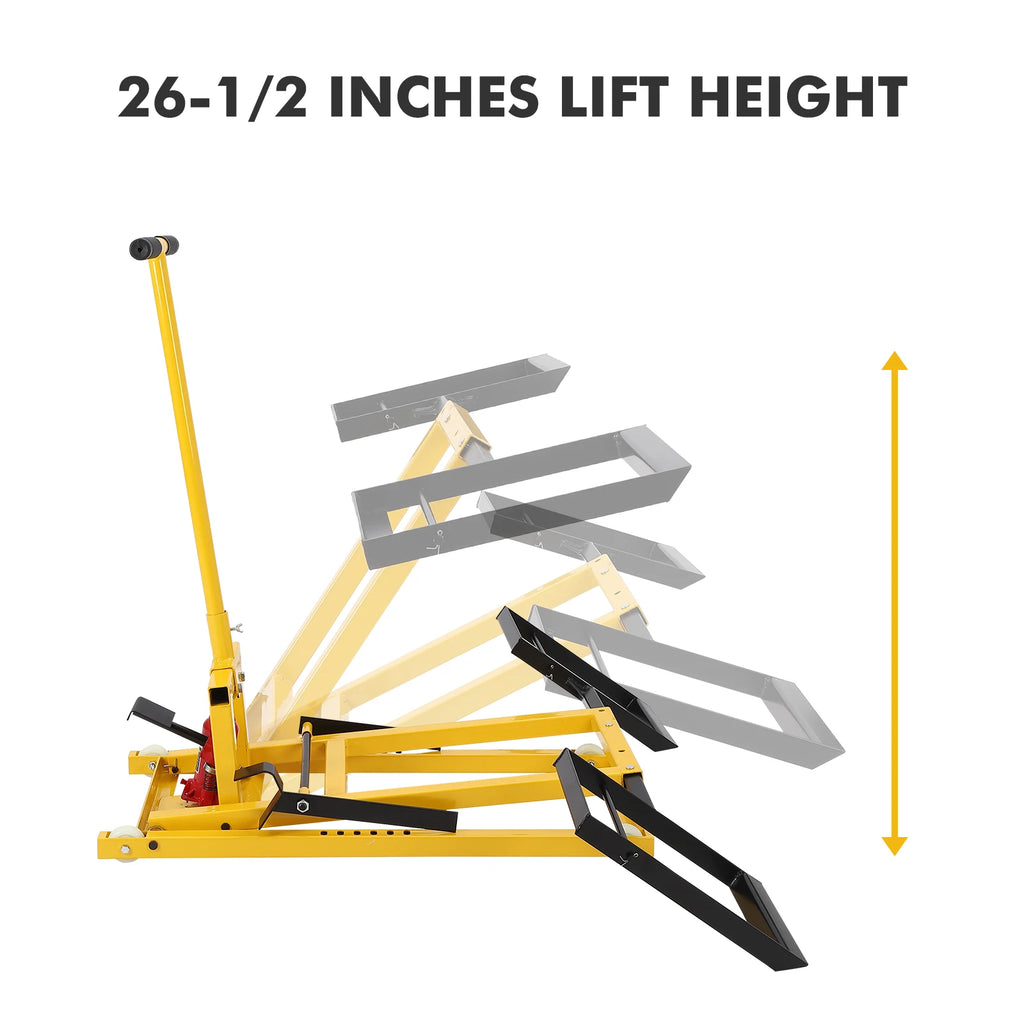 26 Inches Lawn Mower Lift Lawn Mower Lift with Hydraulic Jack Welded Solid Steel Construction Weight Capacity 500 LBS for Riding
