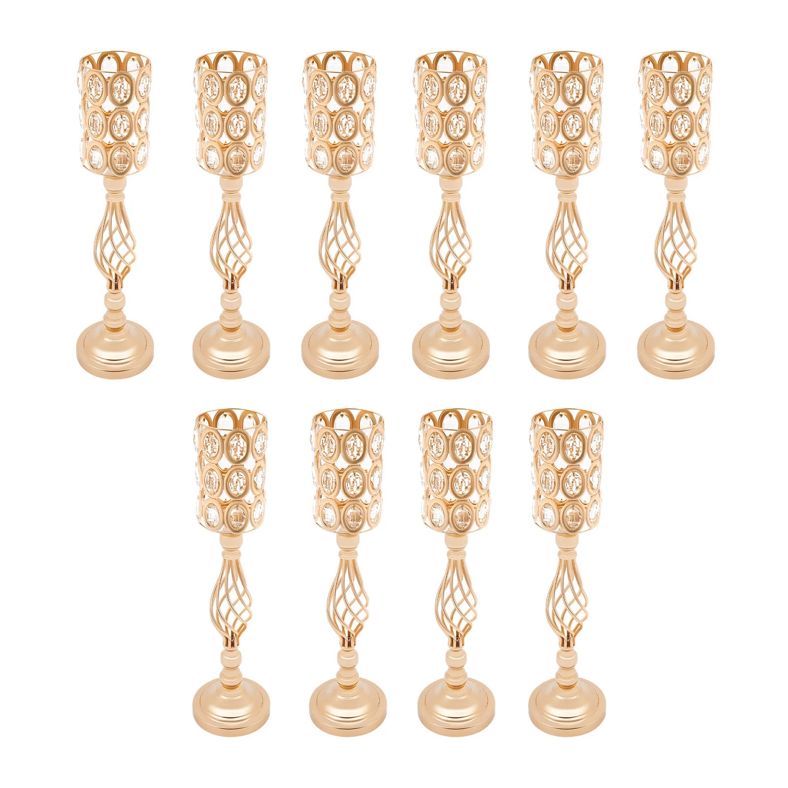 10Pcs Crystal Wedding Flower Vases For Centerpieces, Church Outdoor Wedding Christmas Thanksgiving New Year Decor