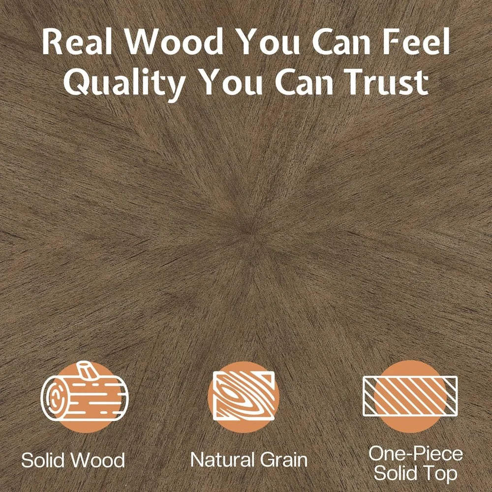 Round Solid Wood Dining Table Set for 4, 5-Piece Mid-Century Kitchen & Dining Room Furniture with Padded Chairs, Space