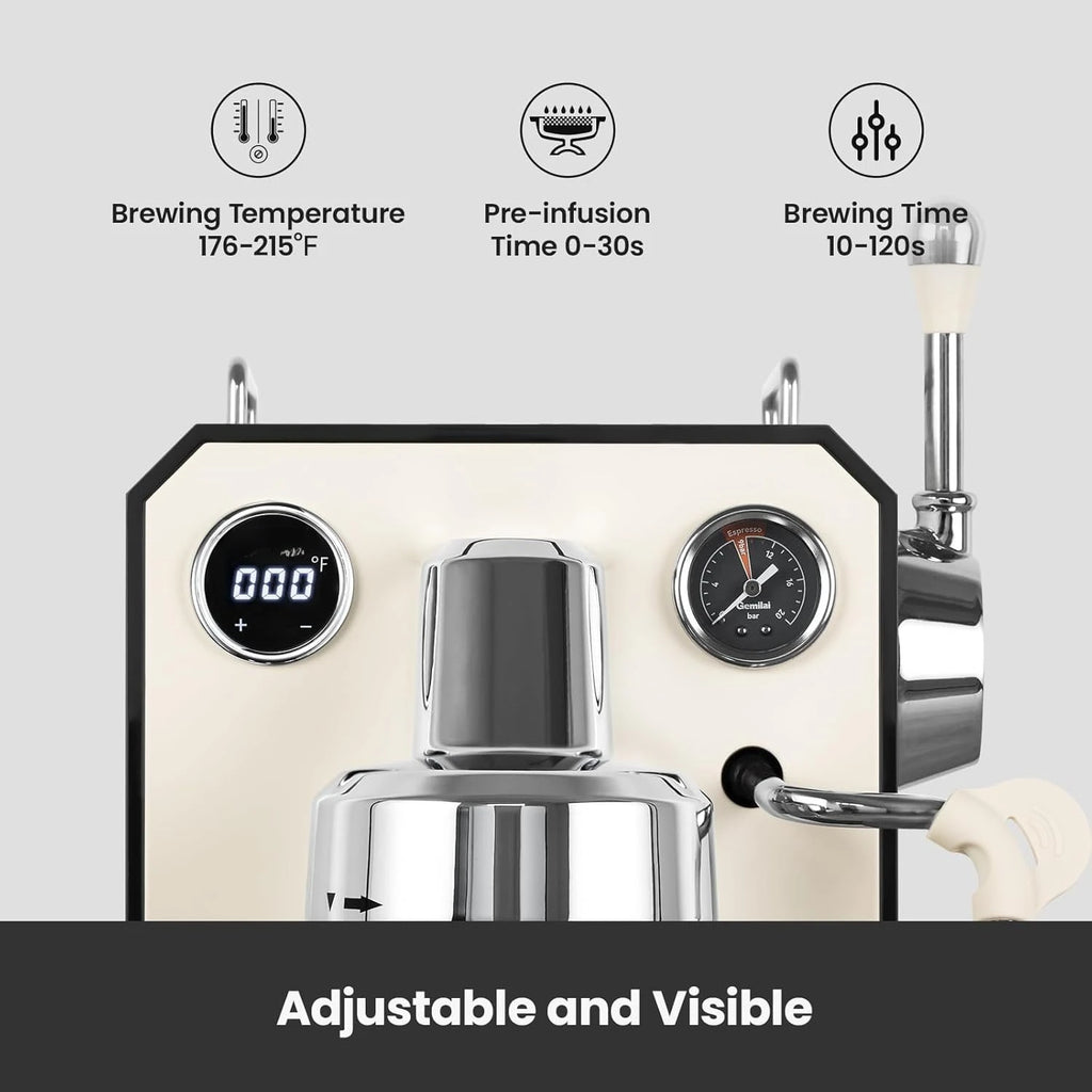 Espresso Machine, 15 Bar Professional Semi-Automatic Espresso Maker with Milk Frother Steam Wand, 57oz Removable Water Tank