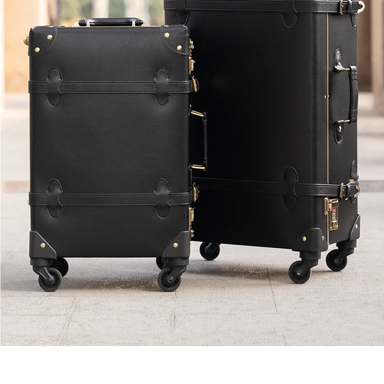 Urecity Vintage Luggage Set Lightweight Trolley Travel Suitcase On Wheels Retro Rolling Luggage 26 "+20" +12 "