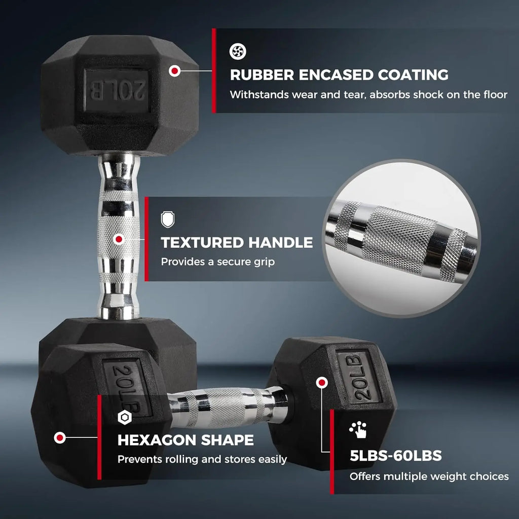 250LB 300LB RubberDumbbell Sets with Weights Rack Multiple Color Choices Available Great Gym Equipment for Home Strength Trainin