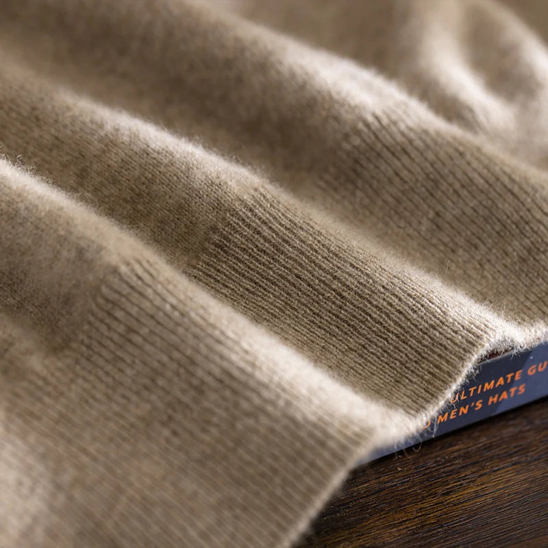 Class A 100% Pure Cashmere Men's Sweater Autumn Winter Semi Open Collar Zipper Pullover Sweater, Casual Business Men's Clothing