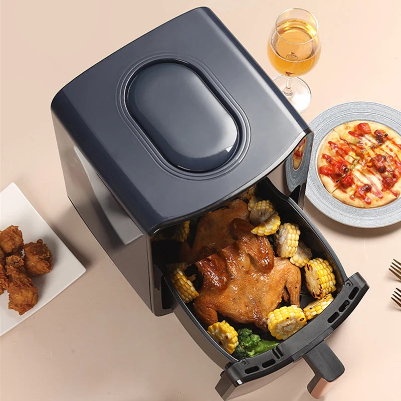 5L Electric Deep Fryer with LCD Display Smart Automatic Glass Oven Air Fryer for Household Food Processing And Baking