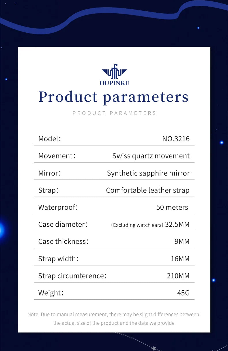 OUPINKE Original Women Watch Ladies Analog Quartz Diamond Wristwatch Stainless Steel Moon Phase 5Bar Waterproof Luxur Brand 3216