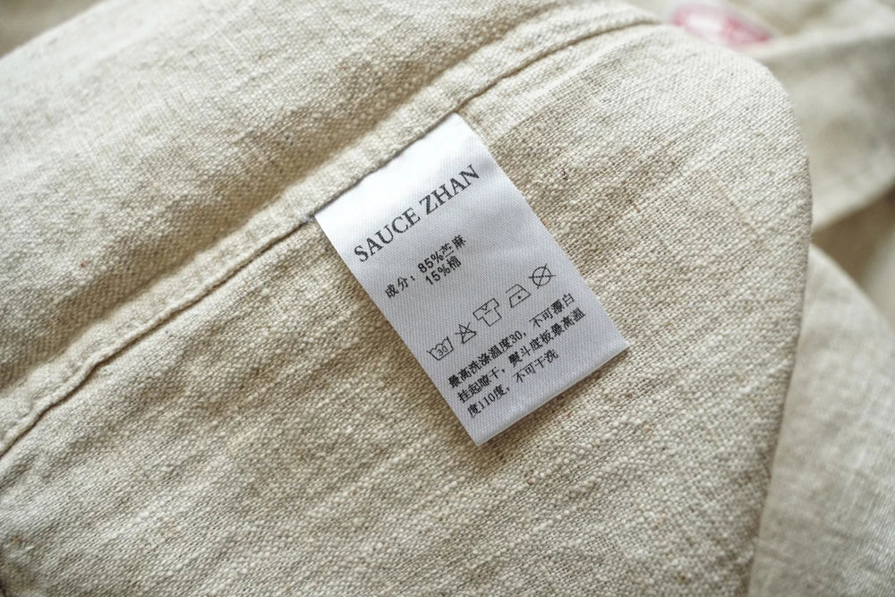 Sauce Zhan Mens Shirts Ramie Shirt for Man Long Sleeve Regular Fit