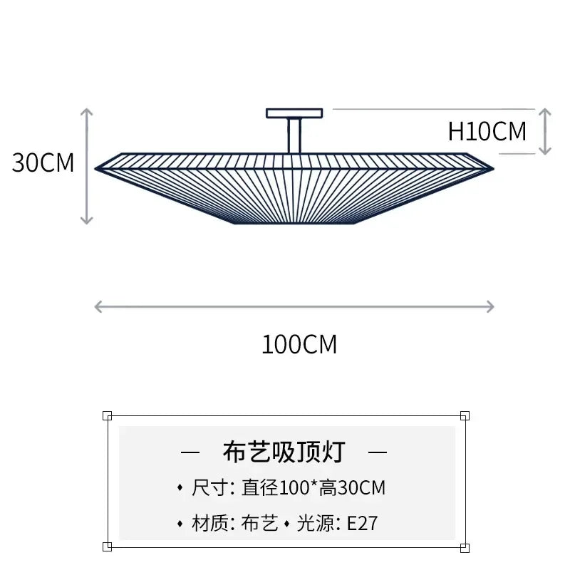 2024 Ceiling Light Simple Round Whtie Fabric Planted Lamp Foyer Creative Flying Saucer Light Restaurants Hotel Lobby Lighting