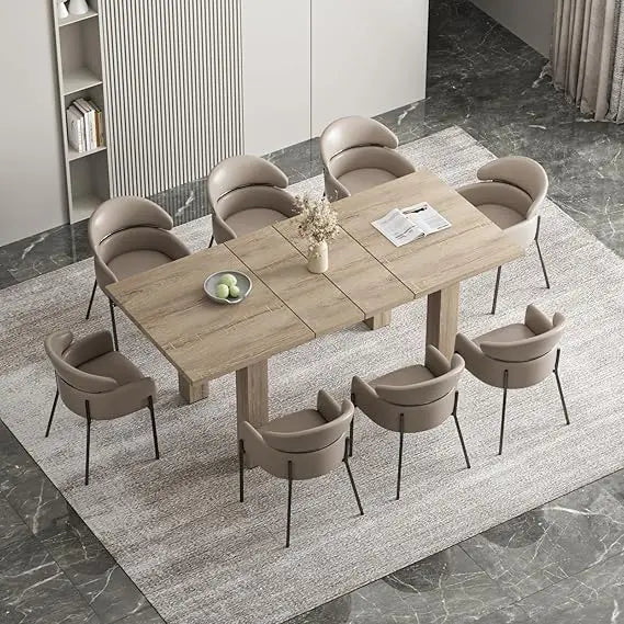 Extendable Dining Table for 6 8 10, 55'' to 78" Expandable Dining Room Table Mid Century Modern Large Transformer Rectangle Din