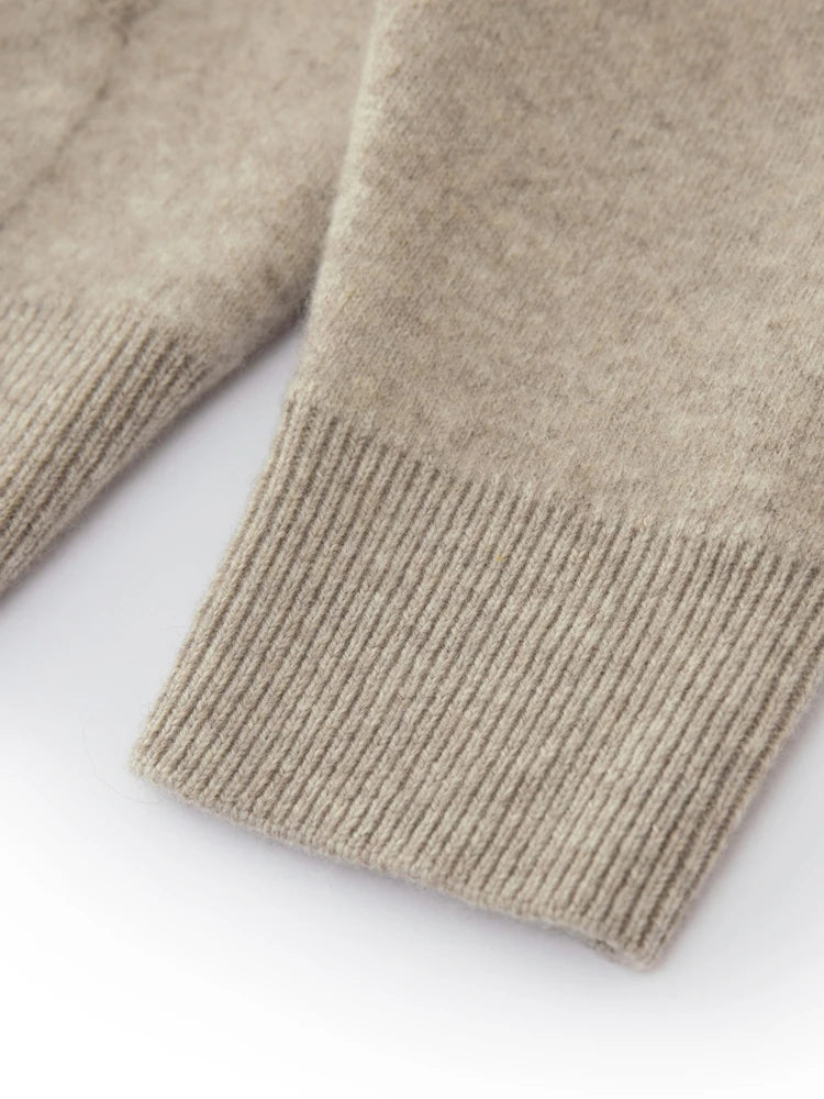 High Quality Autumn Winter Men Hooded Cashmere Sweater Long Sleeve Casual Loose 100% Merino Wool Cardigan Knitwear Clothing Tops