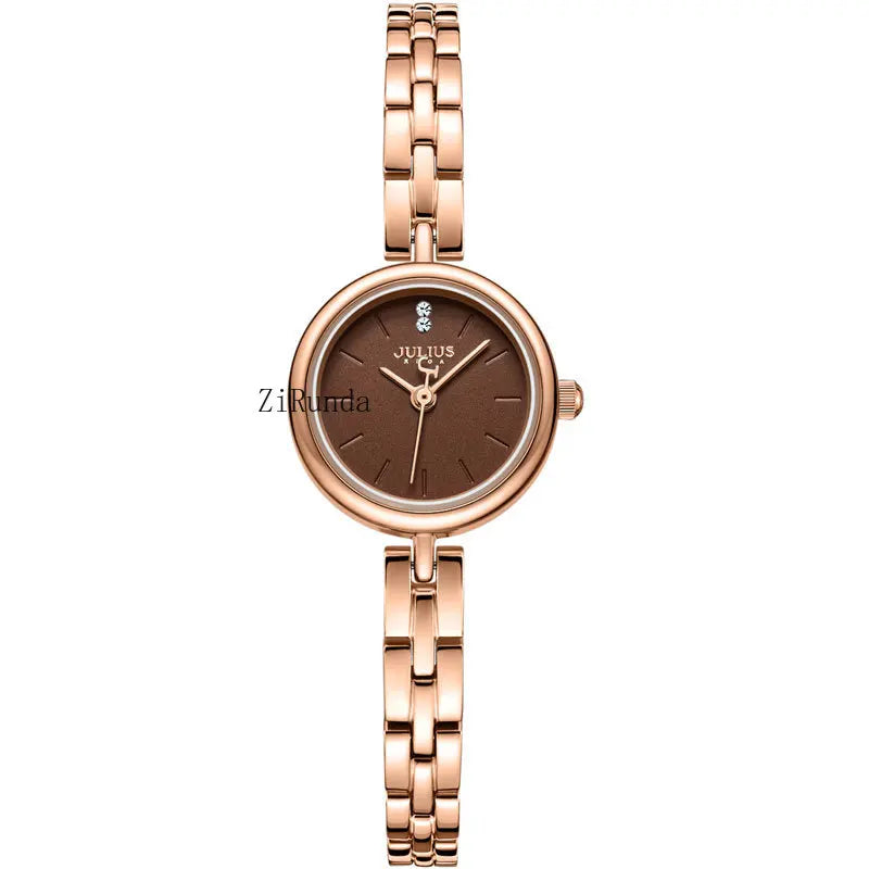 Ladies watch simple temperament luxury steel belt round waterproof quartz watch