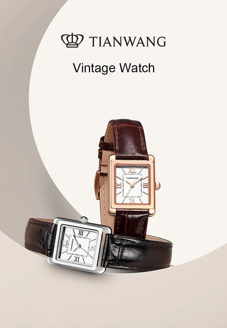 Elegance Leather Watch TIANWANG Luxury Square Women Genuine Leather Japanese Movement Minimalist Dress Wristwatch 3ATM