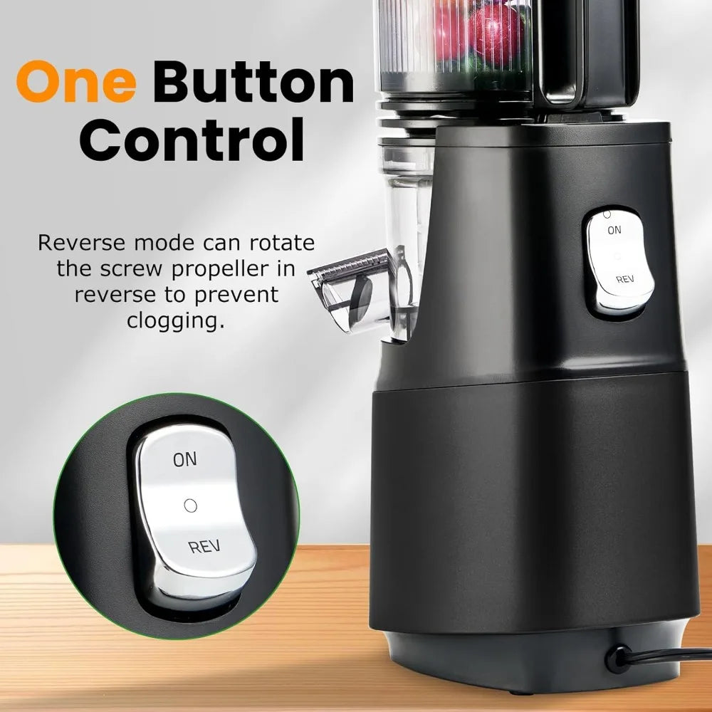 Large Feed Chute Cold Press Juicer: Slow Masticating Machine for Efficient Fruit and Vegetable Juicing, Easy Clean Design