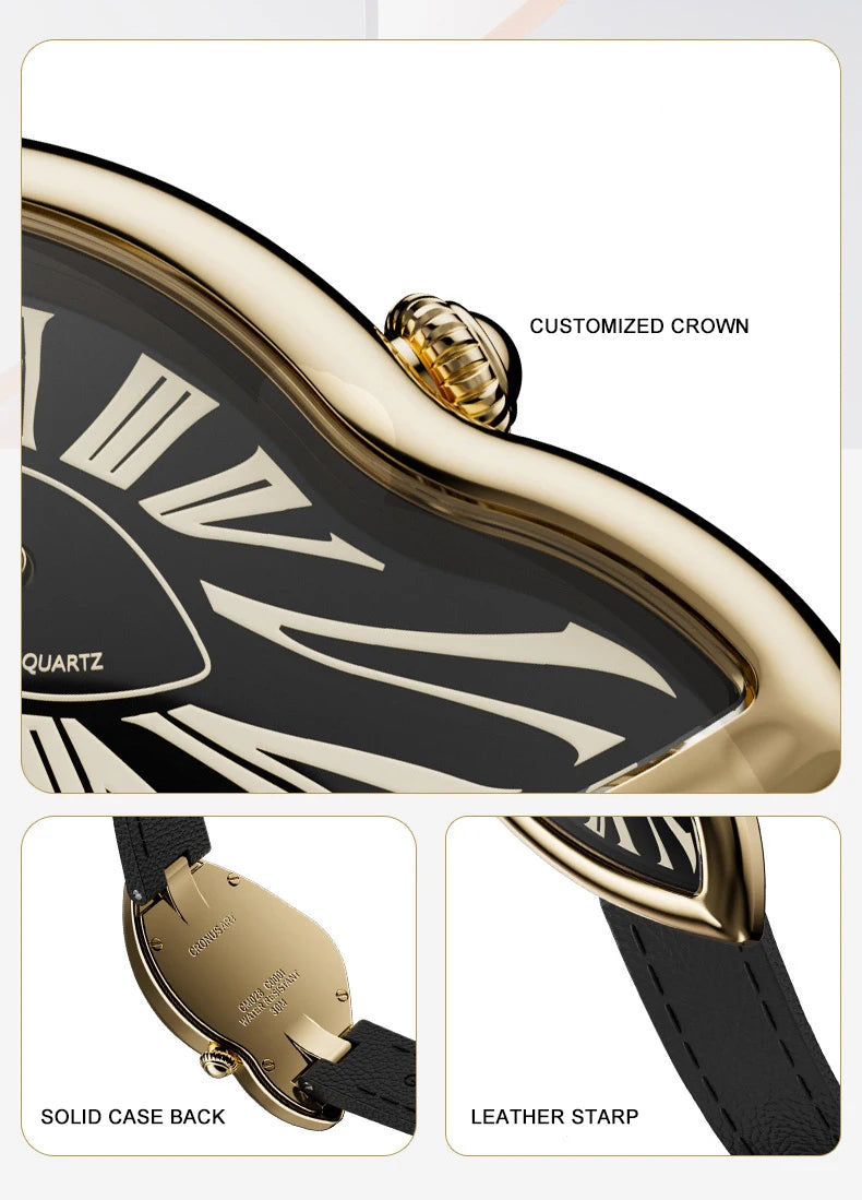 CRONUSART Women Quartz Watch 28mm*46mm Luxury Ladies Wristwatch Irregular Case Crystal Mirror Thickness 8.1mm