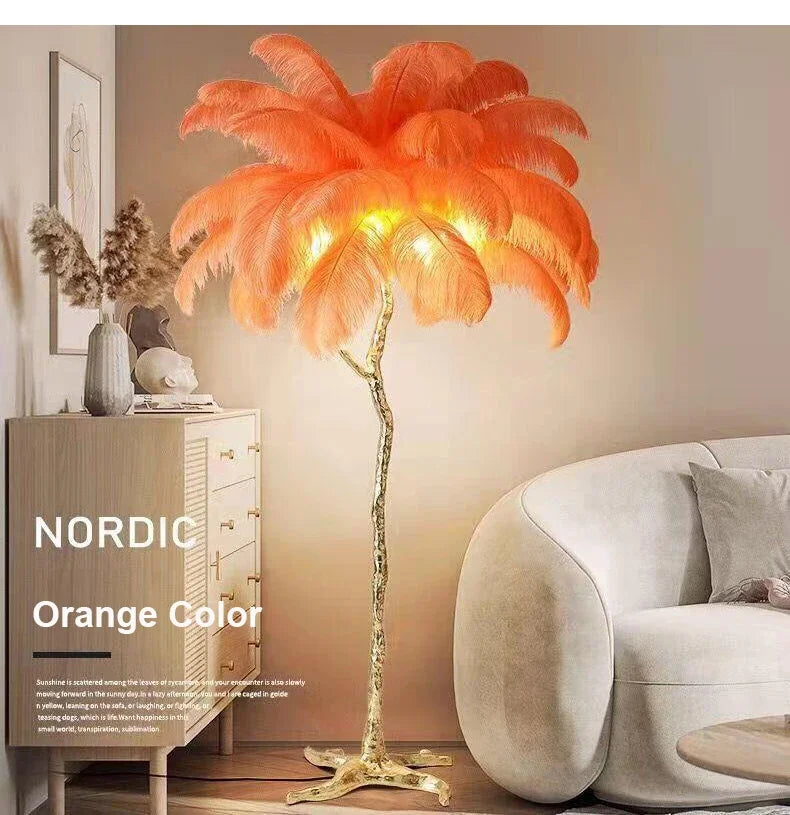Modern Luxury Feather Floor Standing Lamp Living Room Sofa Background Wall Bedroom Bedside Light Home Deco Floor Lamp Mood Light