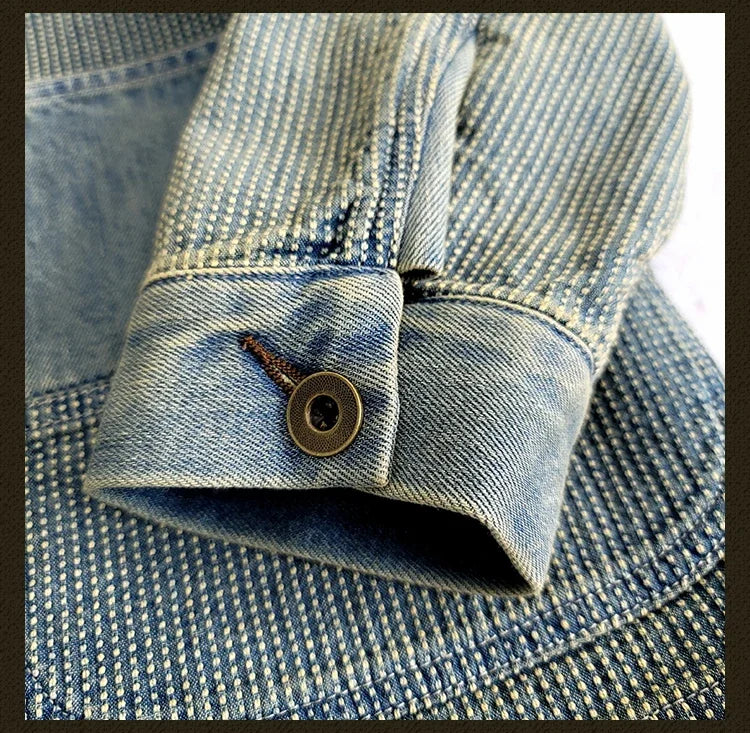 Amekaji Wear Clothes Men Blue Dyed Denim Robe Jacket Cardigan Coat Retro Washed Dyed Distressed