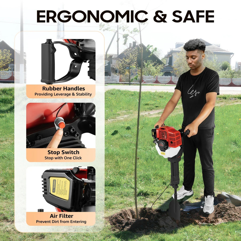 Gasoline Powered Tree Digger Machine | 2-Stroke Single Cylinder Engine | Adjustable Speed & High Safety | for Garden Landscaping