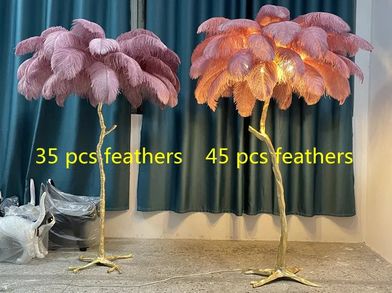 Modern Luxury Feather Floor Standing Lamp Living Room Sofa Background Wall Bedroom Bedside Light Home Deco Floor Lamp Mood Light