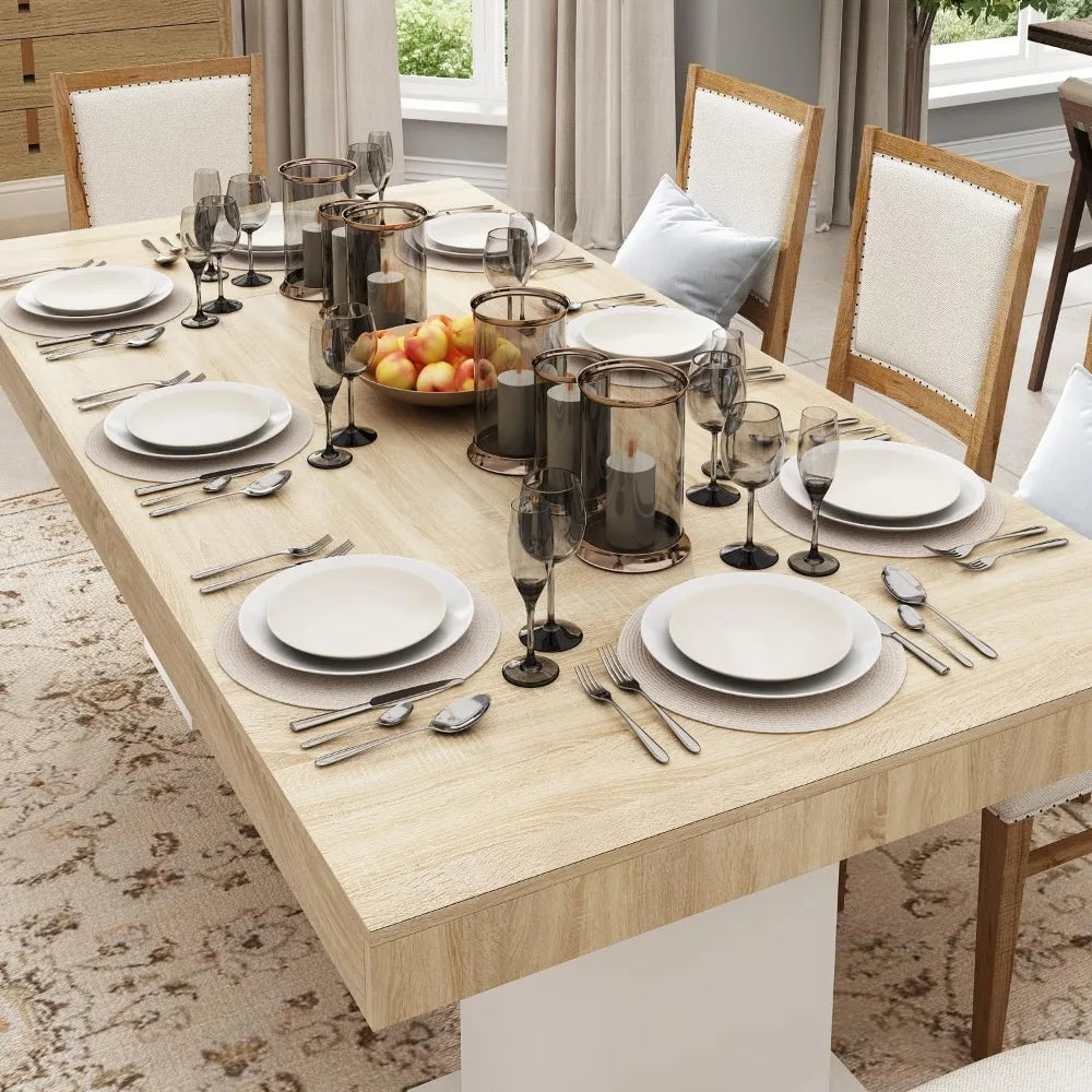 Dining Table for 4-8 People, Large Dinner Table, 78.7” Rectangular Kitchen Dining Table, Modern Dining Room Table, for Dining Ro