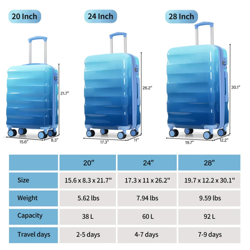 Lage Set 3 Piece Hardshell Suitcases With Spinner Wheels And TSA Lock  Lightweight Durable PC ABS  Vibrant Glossy Expandable